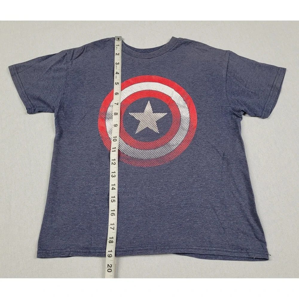 Marvel Captain America Distressed Shield Logo Blue Graphic T-Shirt Boy's Size XS